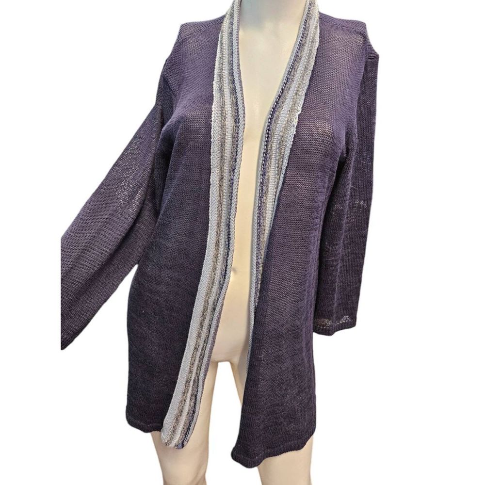 Coldwater Creek Blue Long Open Cardigan Size Large Womens Knit - Picture 4 of 10